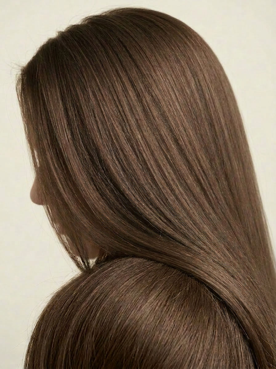 7Q Taupe Brown hair colour — Side close-up