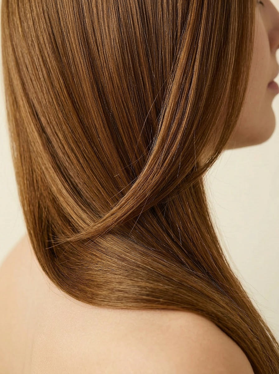 12 Golden Brown hair colour — Side close-up