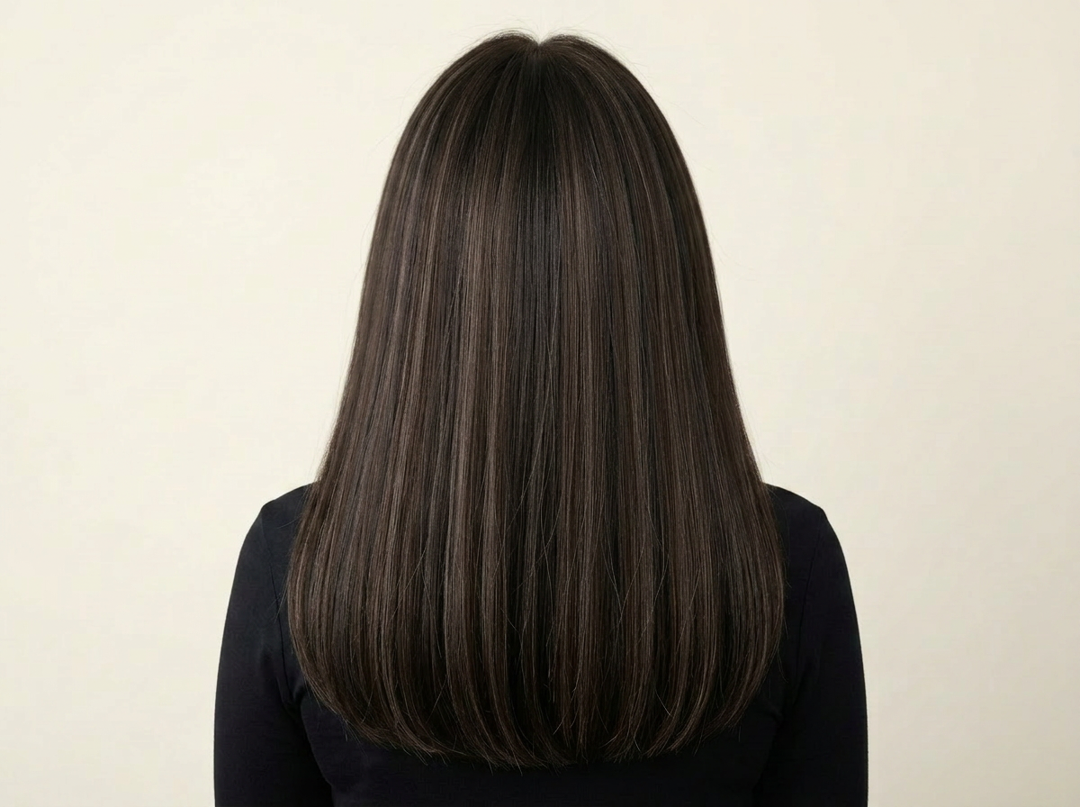 1A/2H Cool Brunette Blend hair colour — Rear view